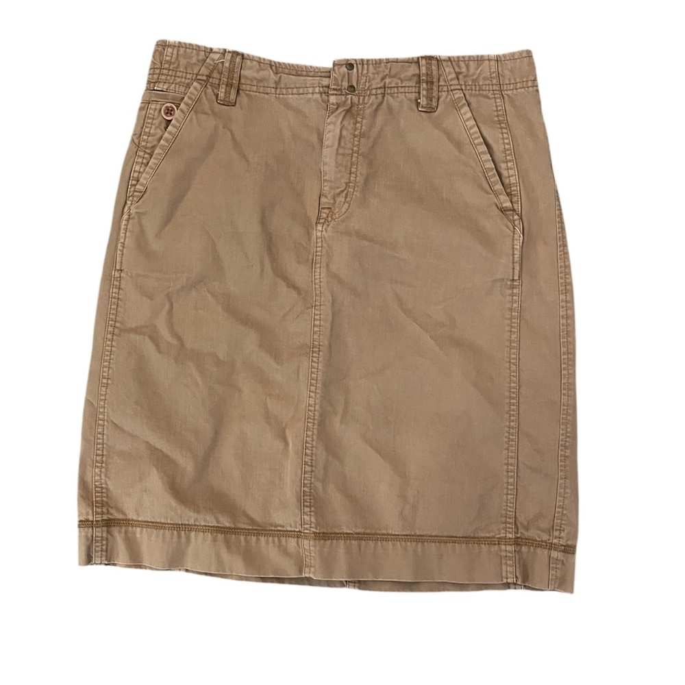Y2K Eddie Bauer Straight Fit Utility Skirt Floral Waistband Khaki Brown Tall 8